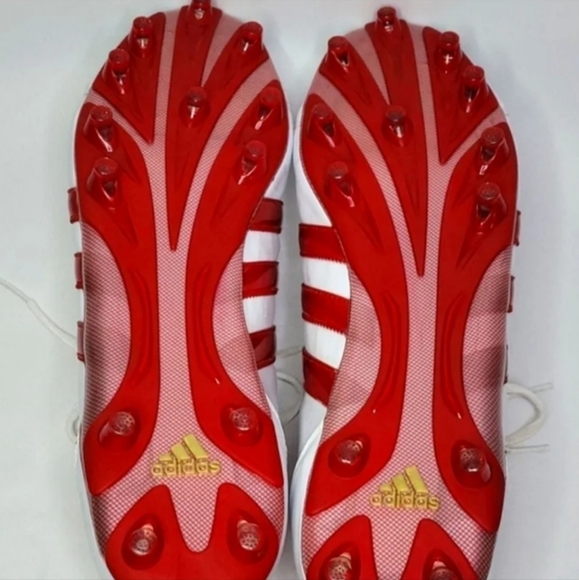 💰NWOT! ADIDAS ▪︎ MEN'S RED AND WHITE FOOTBALL CLEATS ▪︎ SIZE 15 - Picture 10 of 12